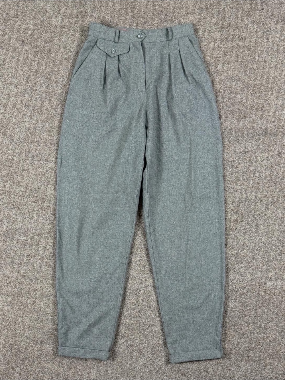 Vintage Liz Claiborne Grey 100% Wool Tapered Leg‎ Trouser Pants Womens Size 6 XS